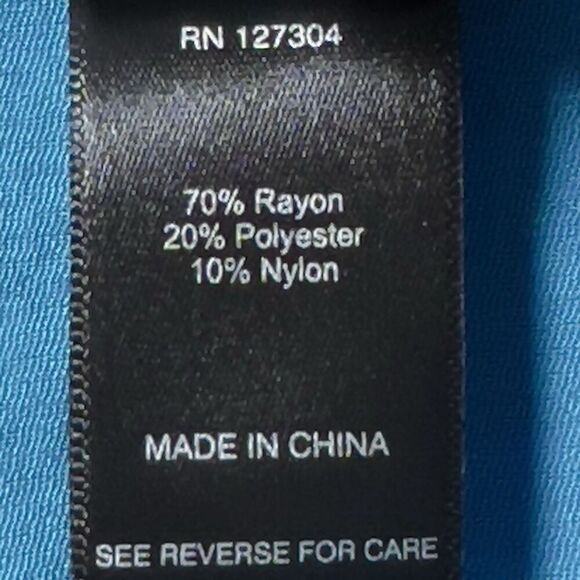 Ali Miles Tunic Top Womens Sz 2X Blue Wire Collar 3/4 Sleeves Button Front - Picture 4 of 11